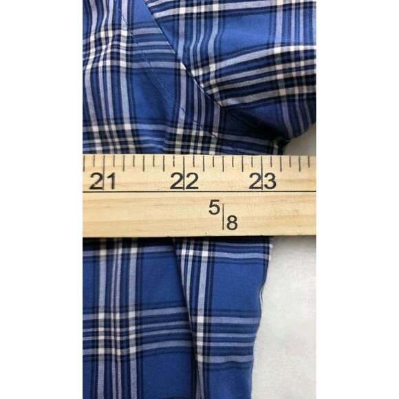 Hart Schaffner Marx Men's Large Blue Plaid Long Sleeve Button Up Shirt - Picture 4 of 7